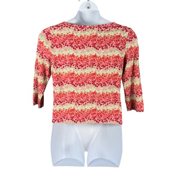 Harolds Top Womens Large Pink Floral Print Scoop Neck Tee Cropped 3/4 Sleeve - Picture 5 of 14